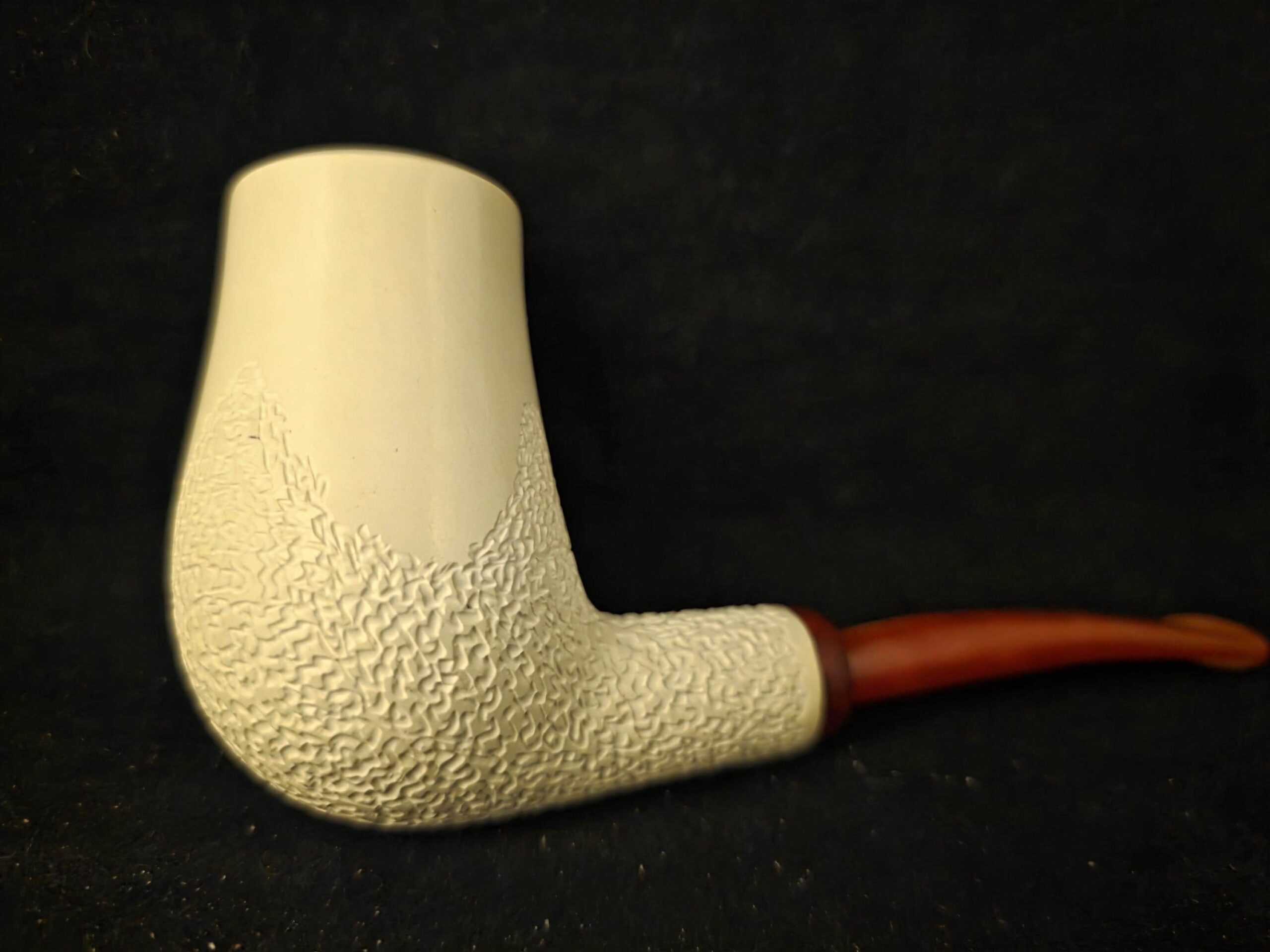 Smooth Meerschaum Pipe, Large Deep Bowl, Rustic Bottom, Briar Ring, Block Meerschaum, Fitted Case, Handmade Tobacco Pipe