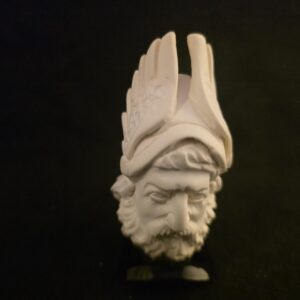 Hermes Meerschaum Pipe, Hand-Carved Mythology Figure, Acrylic Stem, Made in Eskisehir.