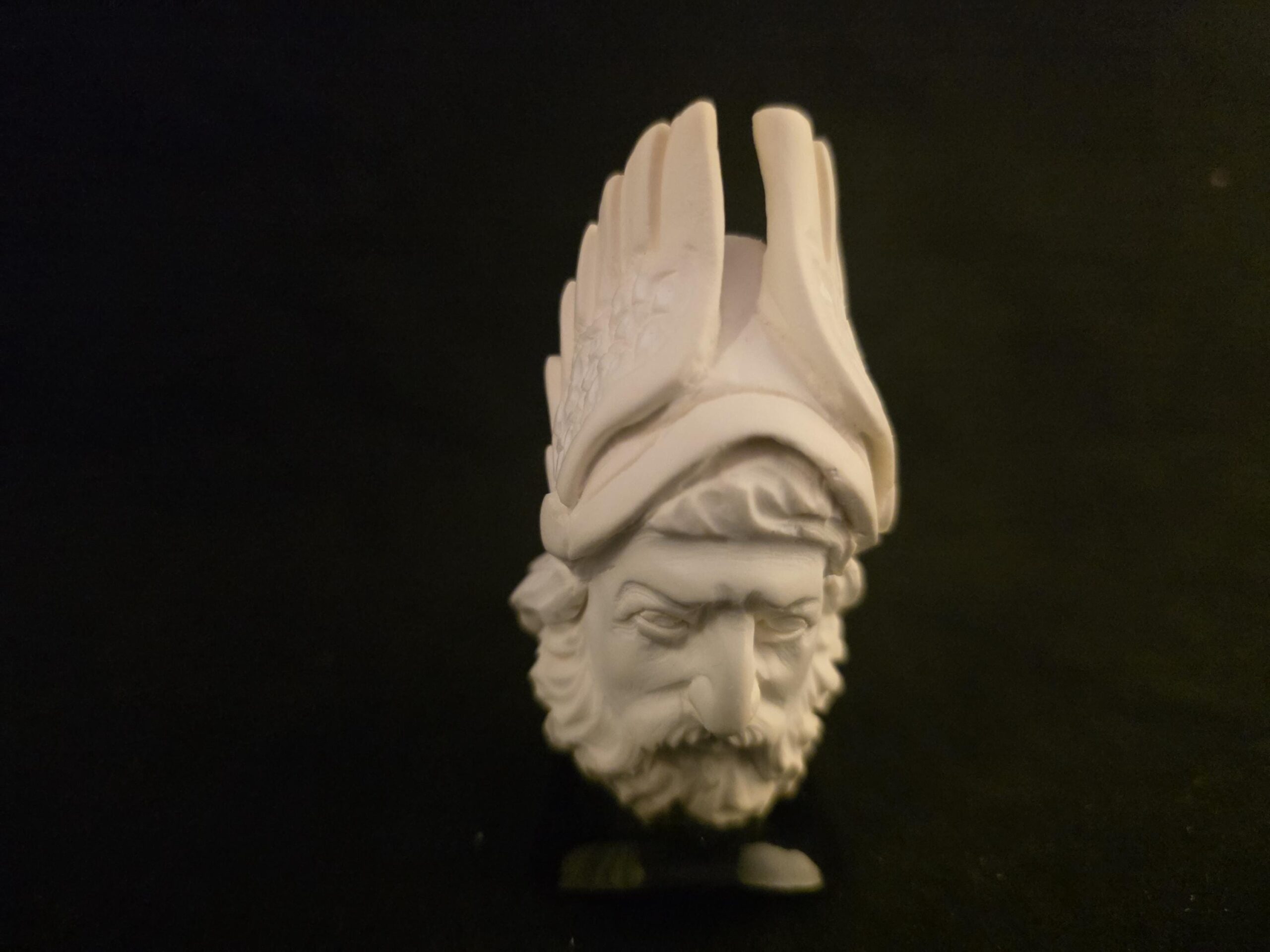 Hermes Meerschaum Pipe, Hand-Carved Mythology Figure, Acrylic Stem, Made in Eskisehir.