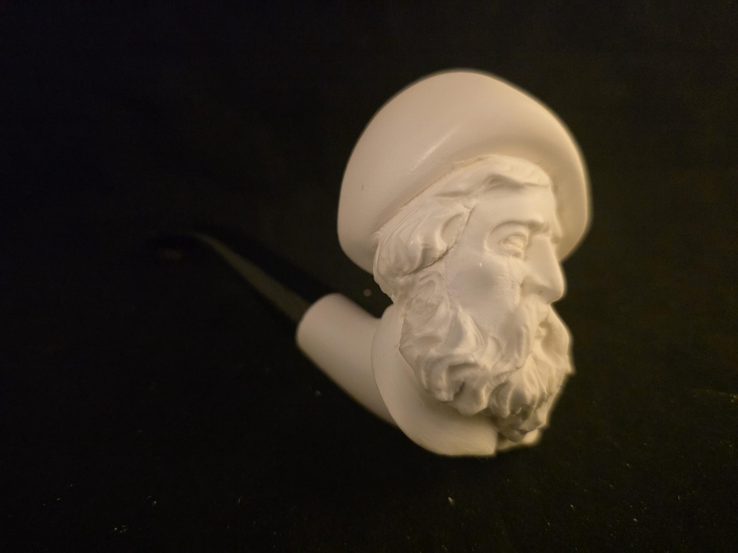Spanish Knight Meerschaum Pipe, hand-carved historical figure, acrylic stem. - Image 8