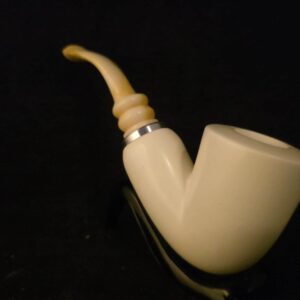 Classic Smooth Pipe,Reverse Calabash smoking chamber, Block Meerschaum, Special Ring,Fitted Case, Rare Collectible