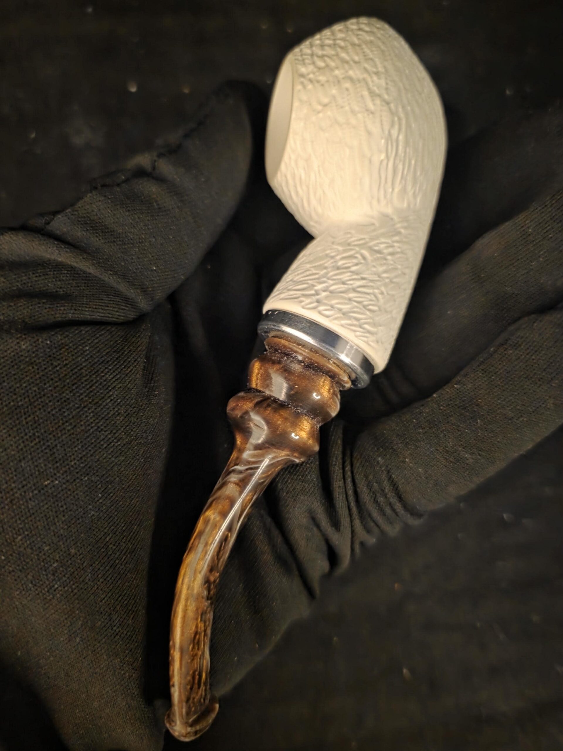 Rustic Design Classical Meerschaum Pipe, Reverse calabash smoking chamber, Block Meerschaum - Image 6