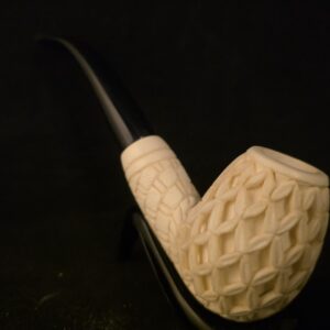Basket and Floral relief Meerschaum Pipe , Acrylic Stem, Block Meerschaum, Elite design Pipe