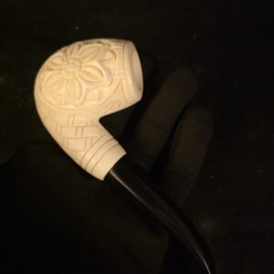 Special relif Work  Meerschaum Pipe , Acrylic Stem, Block Meerschaum, Ottoman Floral Design