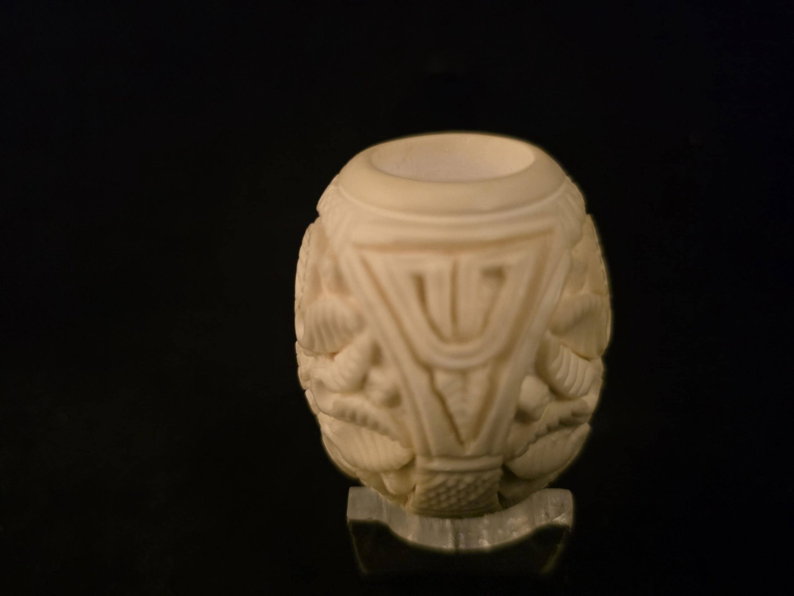 Special Floral relief Work Meerschaum Pipe,Acrylic Stem, Block Meerschaum, Gift For Him - Image 7