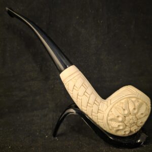 Special Floral relief Work Meerschaum Pipe,Acrylic Stem, Block Meerschaum, Gift For Him