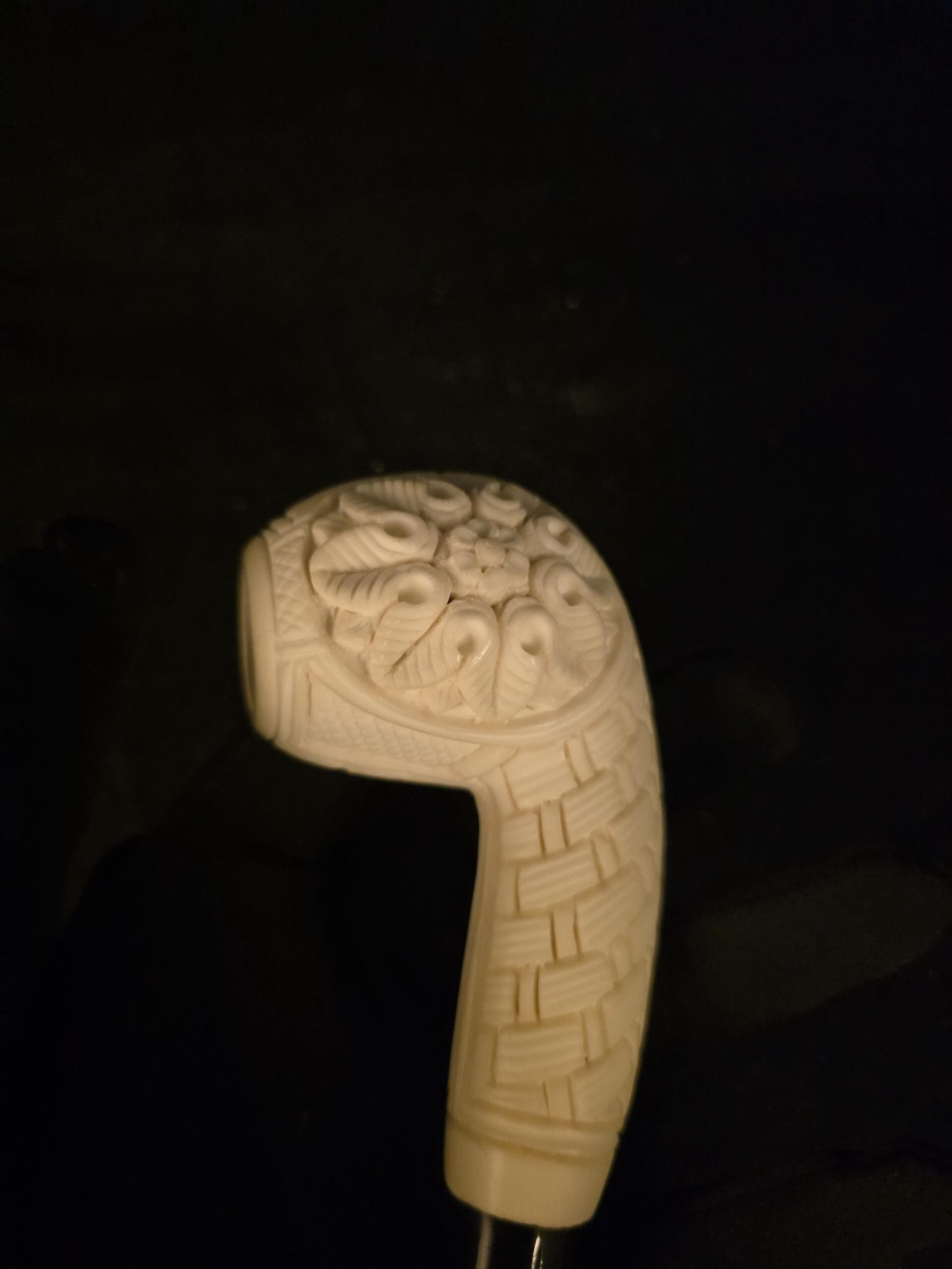 Special Floral relief Work Meerschaum Pipe,Acrylic Stem, Block Meerschaum, Gift For Him - Image 9