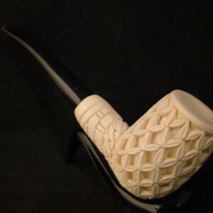 Basket and Floral relief Work Meerschaum Pipe , Acrylic Stem, Block Meerschaum, Gift For Him, Special carved and Depicted Meerschaum Pipe