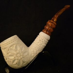 Special Chain and Floral relief Work Meerschaum Pipe , Block Meerschaum, Gift For Him, Made İn Eskisehir