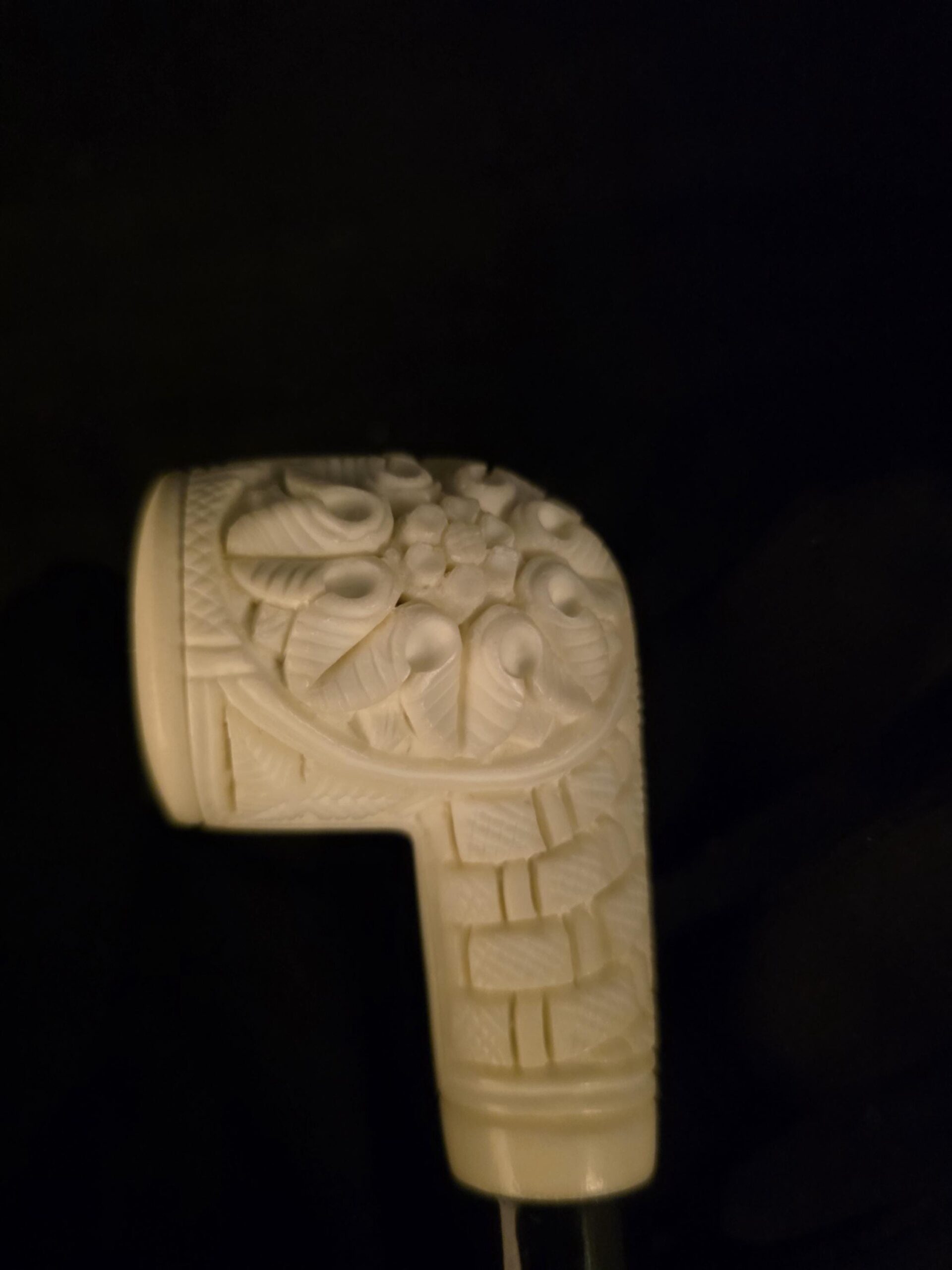 Floral relief Work Meerschaum Pipe , Block Meerschaum, Gift For Him, Acrylic Stem - Image 8