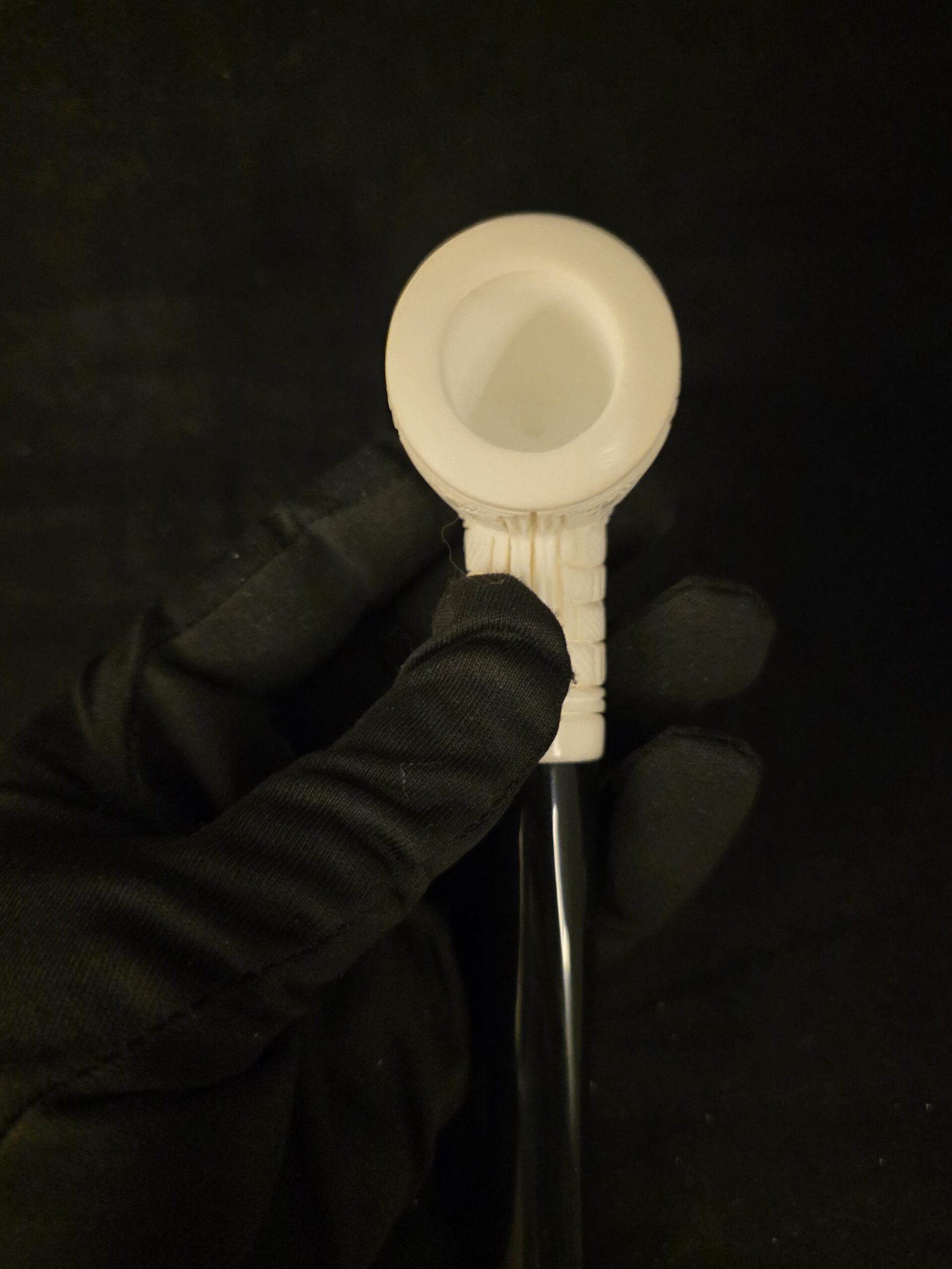 Floral relief Work Meerschaum Pipe , Block Meerschaum, Gift For Him, Acrylic Stem - Image 6