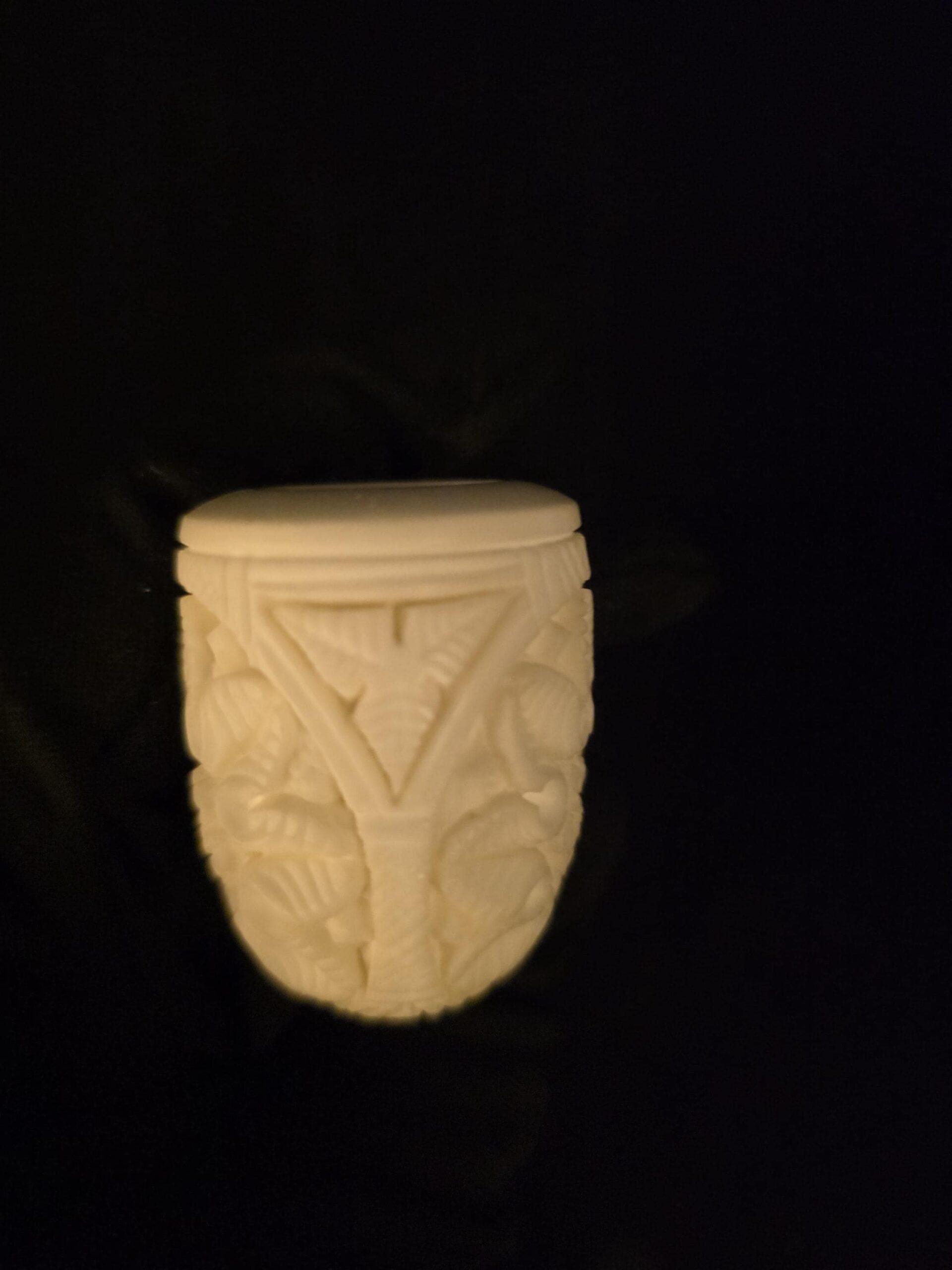 Floral relief Work Meerschaum Pipe , Block Meerschaum, Gift For Him, Acrylic Stem - Image 10