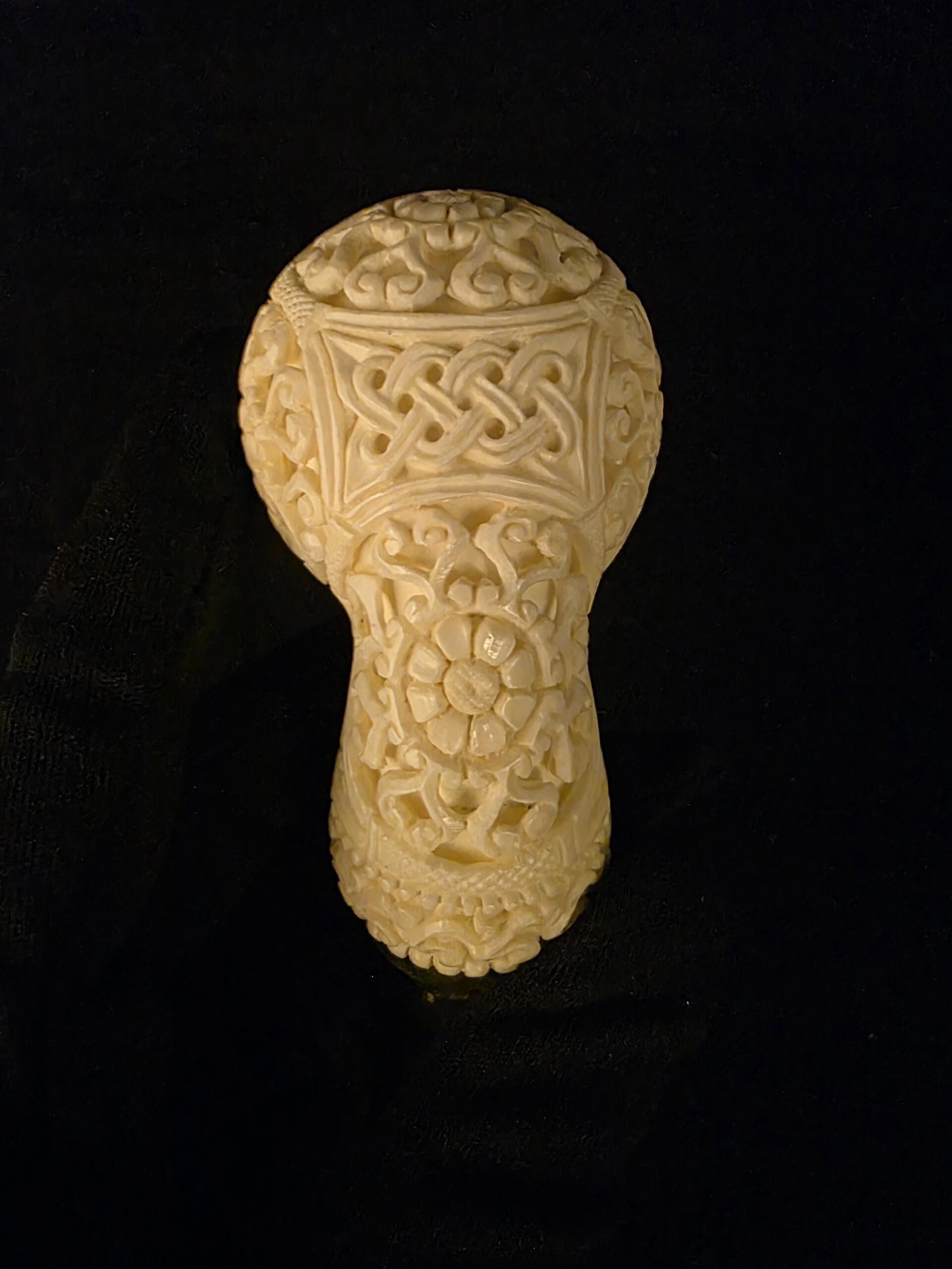 925 Silver Ring Extream Rare Micro Relief Work Meerschaum Pipe,Block Meerschaum, Gift For Him, Special Stem Design - Image 10