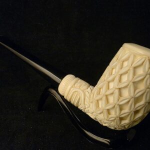 Basket and Floral Relief Work Meerschaum Pipe, Block Meerschaum, Gift For Him, Acrylic Stem