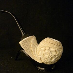 One of A Kind Micro Relief Work Meerschaum Pipe, Block Meerschaum, Gift For Him, Push and Pull Stem System