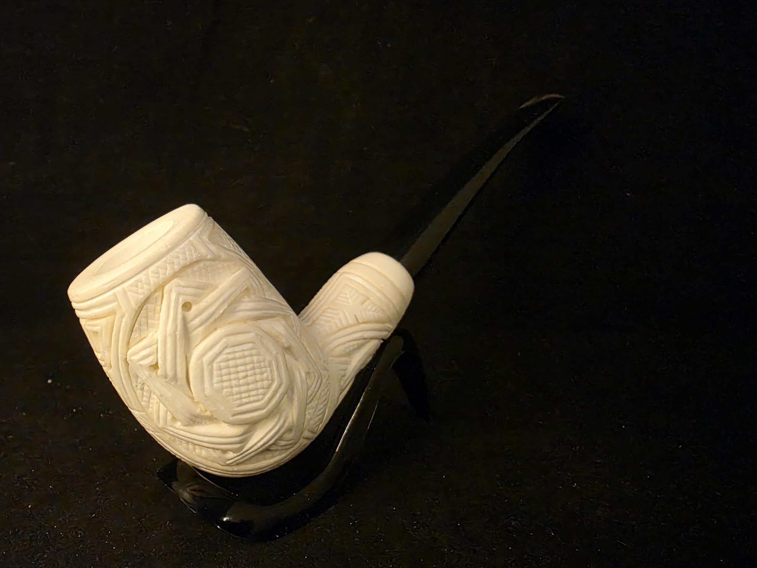Mystical Hidden Symbols Relief Meerschaum Pipe, Gift For Him, Acrylic Stem, Pipe For Mystics - Image 4