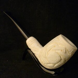 Mystical Hidden Symbols Relief  Meerschaum Pipe, Gift For Him, Acrylic Stem, Pipe For Mystics