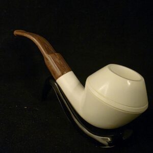 Smooth Bulldog Meerschaum Pipe, Fitted Case, Block Meerschaum,Made in Eskisehir