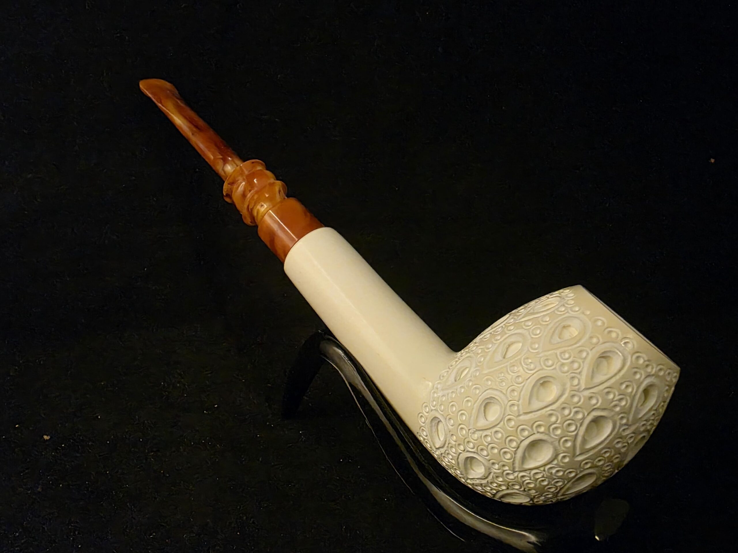 Large size Depicted Apple Model Meerschaum Pipe, Block Meerschaum,Fitted Case - Image 2