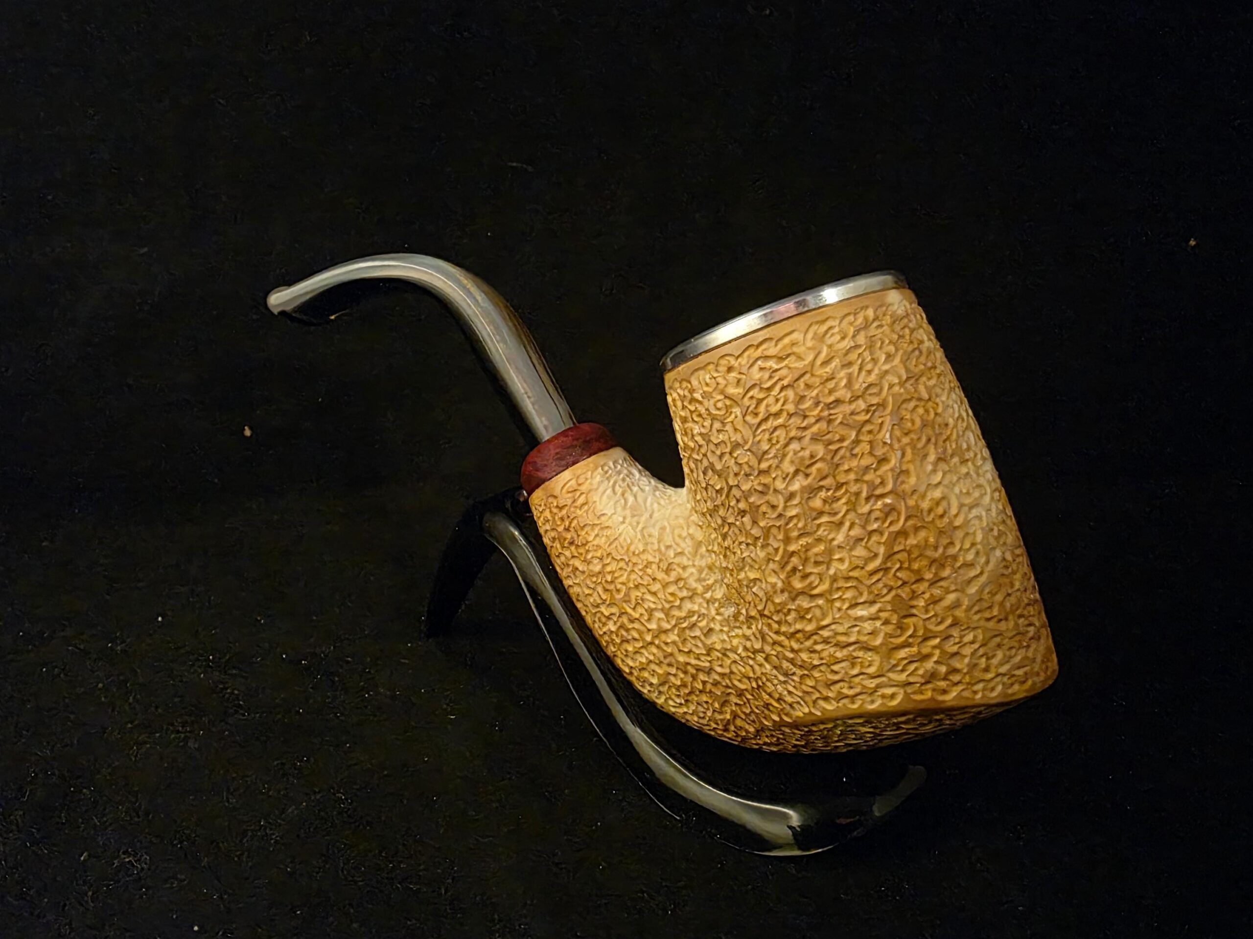 Hungarian & Oom Paul Smooth Meerschaum Pipe, Fitted Case, Block Meerschaum Pipe, Briar Ring,Special Push and Pull stem System
