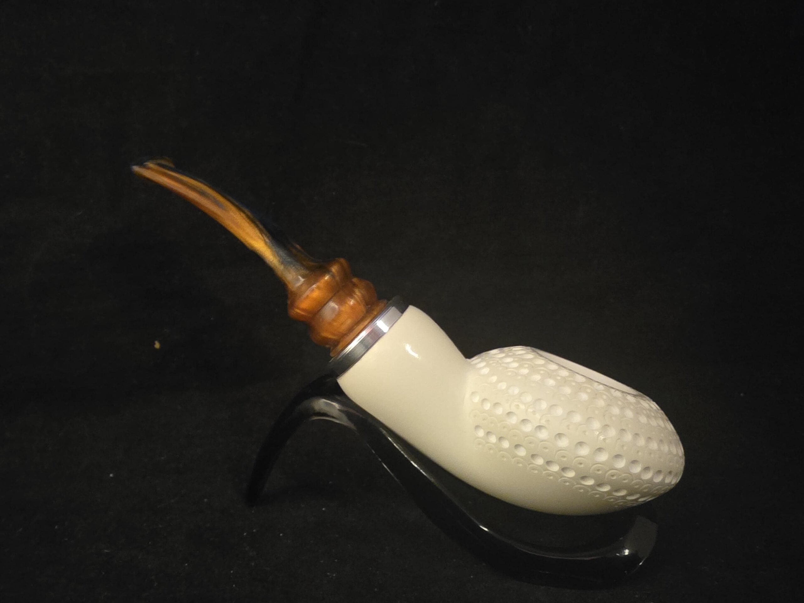 Elite Apple Design Depicted Meerschaum Pipe,Special Stem Stem and Fitted Case, Block Meerschaum - Image 4