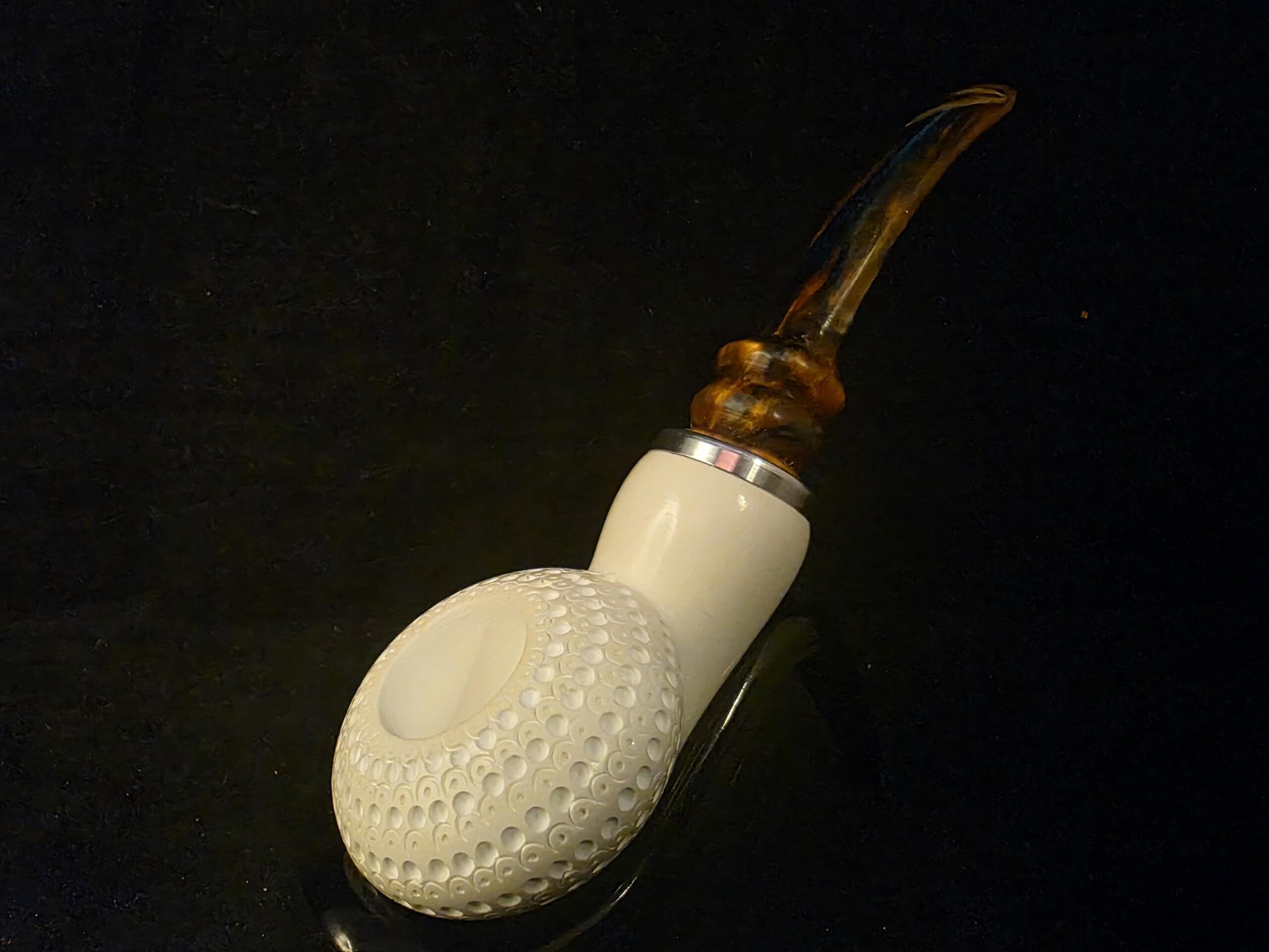 Elite Apple Design Depicted Meerschaum Pipe,Special Stem Stem and Fitted Case, Block Meerschaum - Image 2