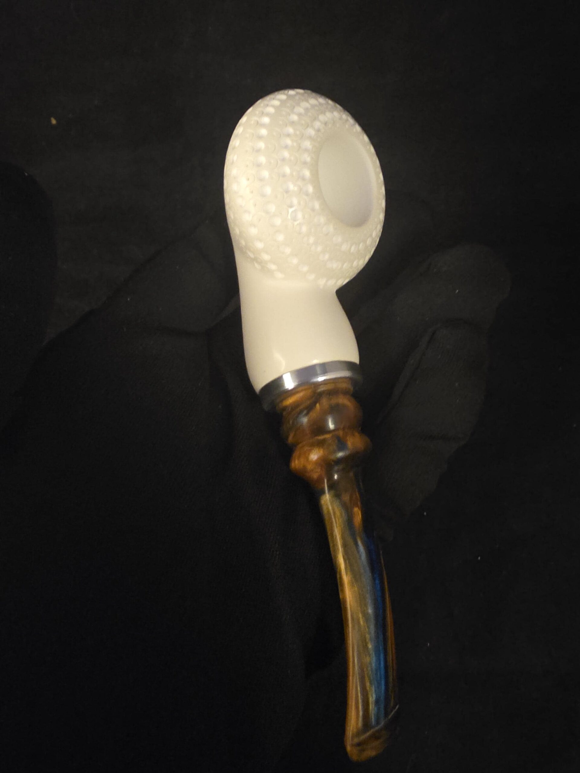 Elite Apple Design Depicted Meerschaum Pipe,Special Stem Stem and Fitted Case, Block Meerschaum - Image 8