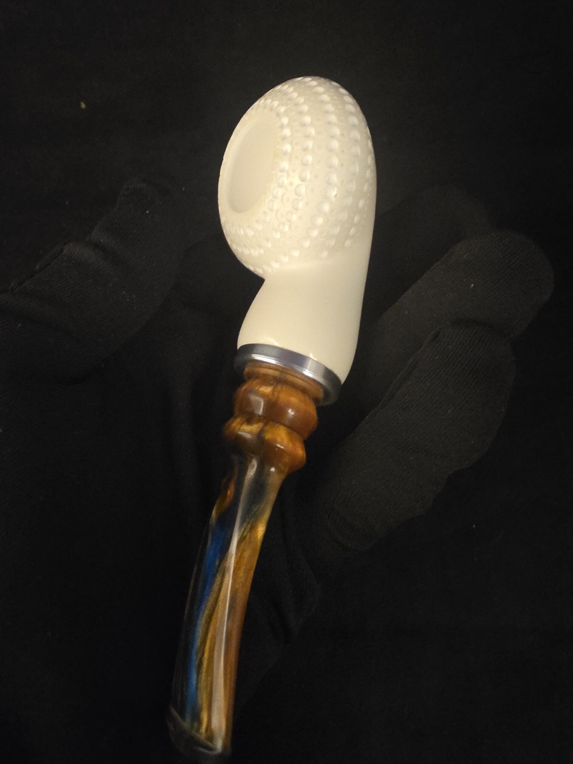 Elite Apple Design Depicted Meerschaum Pipe,Special Stem Stem and Fitted Case, Block Meerschaum - Image 9