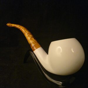 Smooth Apple Design Meerschaum Pipe, Block Meerschaum, Fitted Case