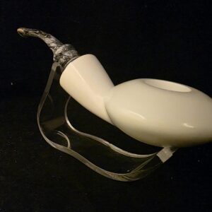 Smooth Free Style Apple Meerschaum Pipe, Reverse Calabash Chamber, Special Push Pull Stem, Fitted Case, Block Meerschaum