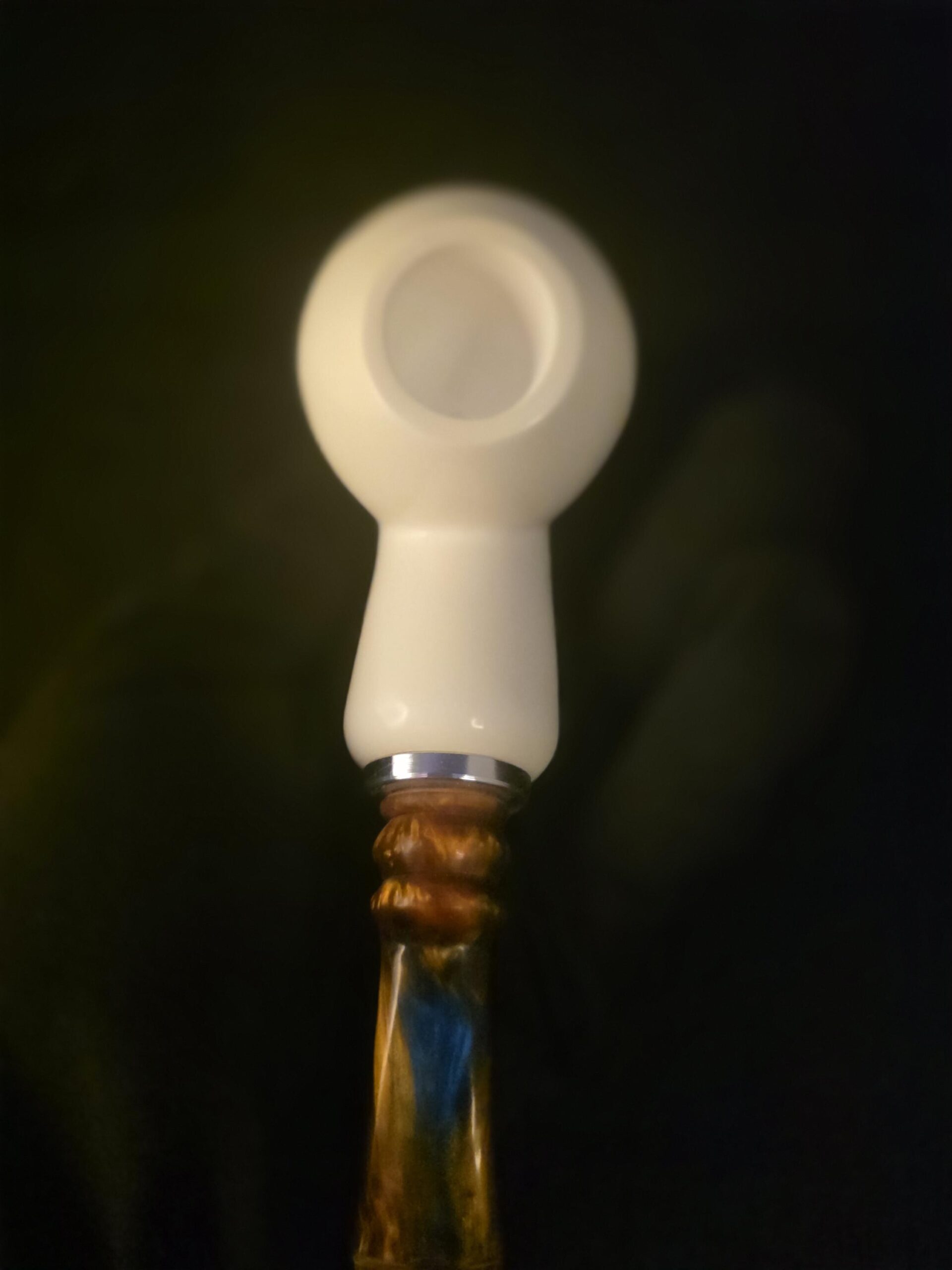 Smooth Apple Meerschaum Pipe, Reverse Calabash Chamber, Special Push Pull Stem Design,Fitted Case, Block Meerschaum - Image 7