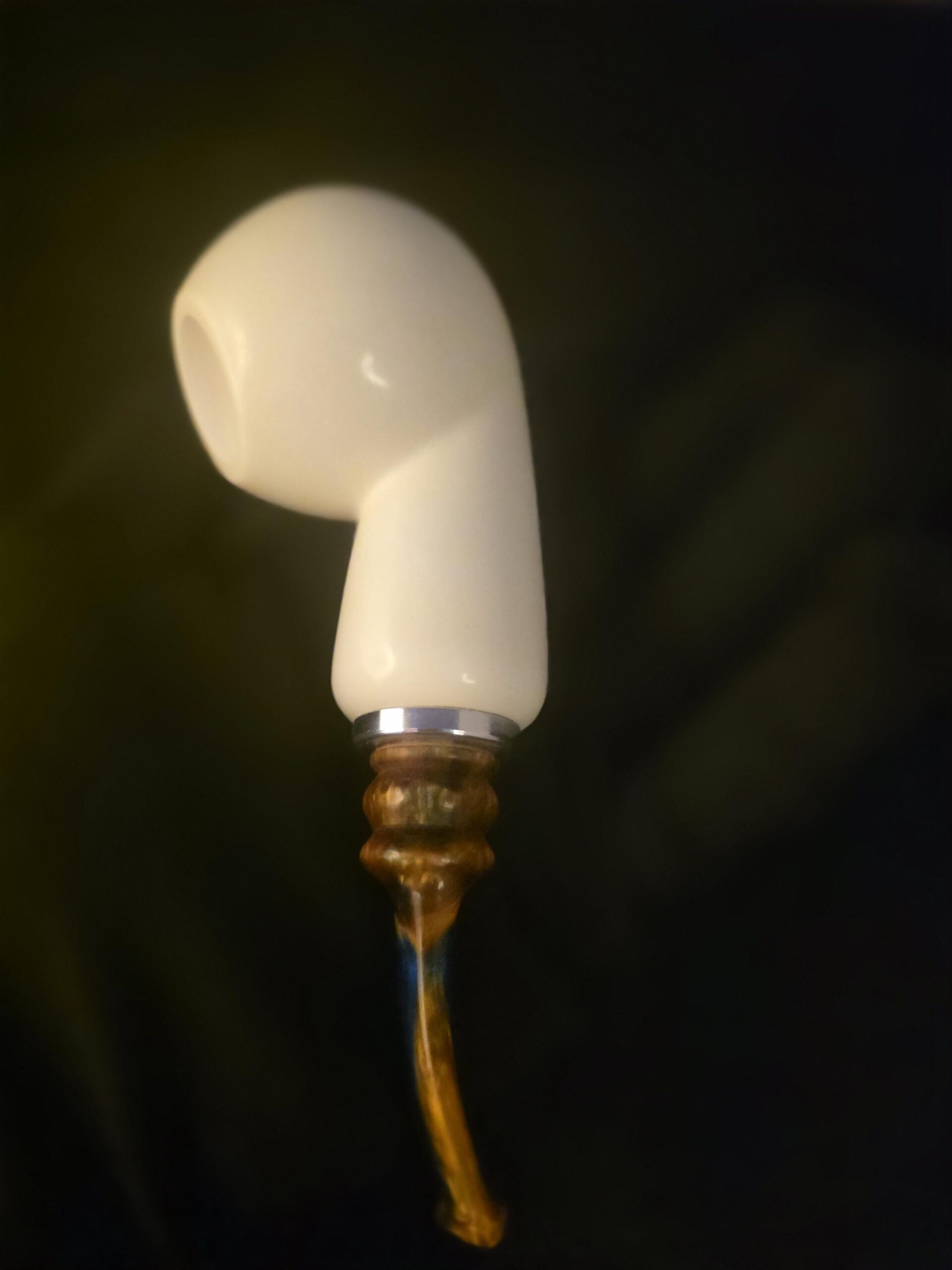 Smooth Apple Meerschaum Pipe, Reverse Calabash Chamber, Special Push Pull Stem Design,Fitted Case, Block Meerschaum - Image 8