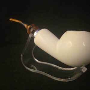 Smooth Apple Meerschaum Pipe, Reverse Calabash Chamber, Special Push Pull Stem Design,Fitted Case, Block Meerschaum