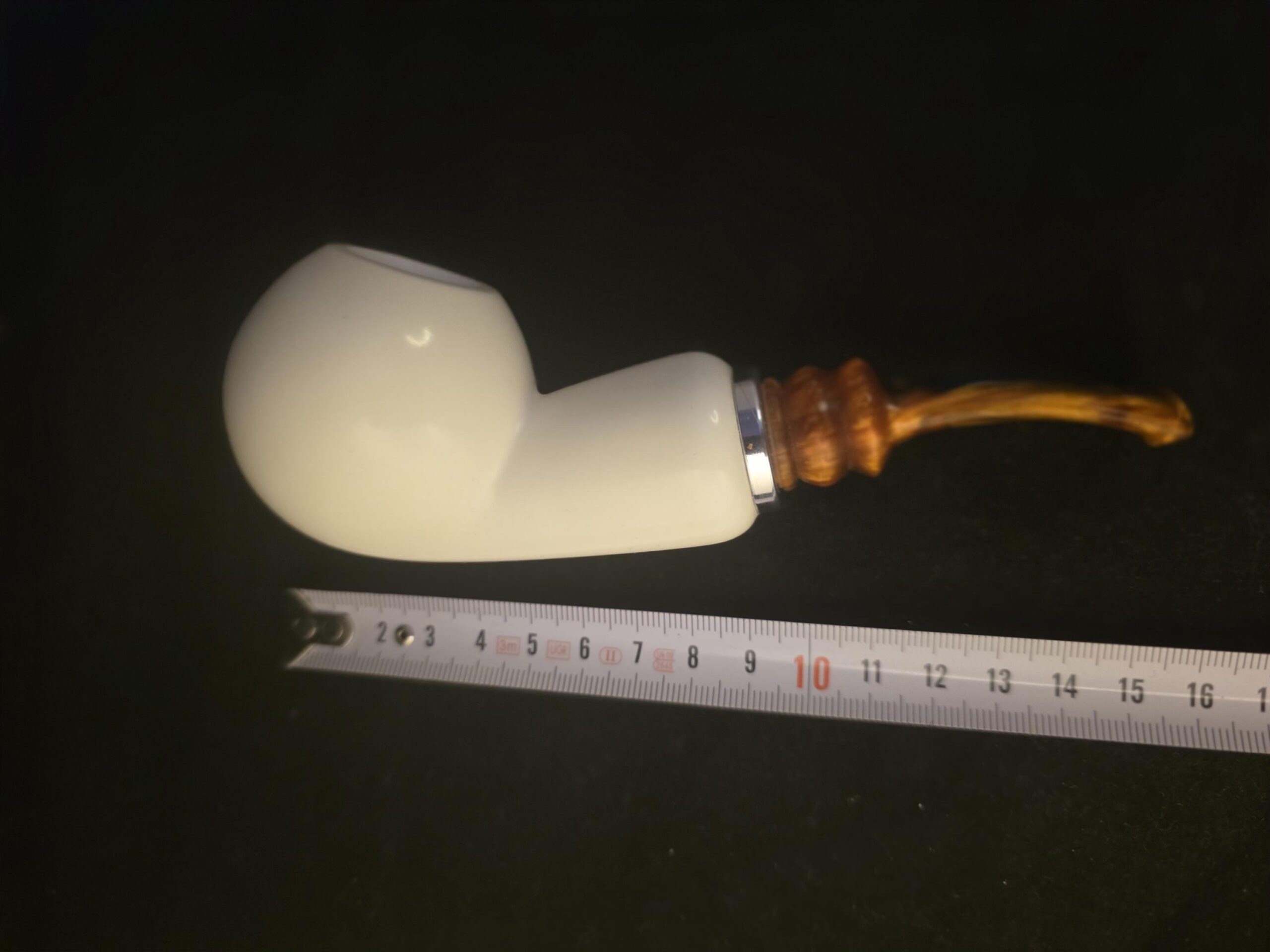 Smooth Apple Meerschaum Pipe, Reverse Calabash Chamber, Special Push Pull Stem Design,Fitted Case, Block Meerschaum - Image 10