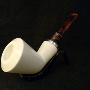 Smooth Billard Meerschaum Pipe,Special Push Pull Stem Design, Fitted Case, Block Meerschaum, Made in Eskisehir