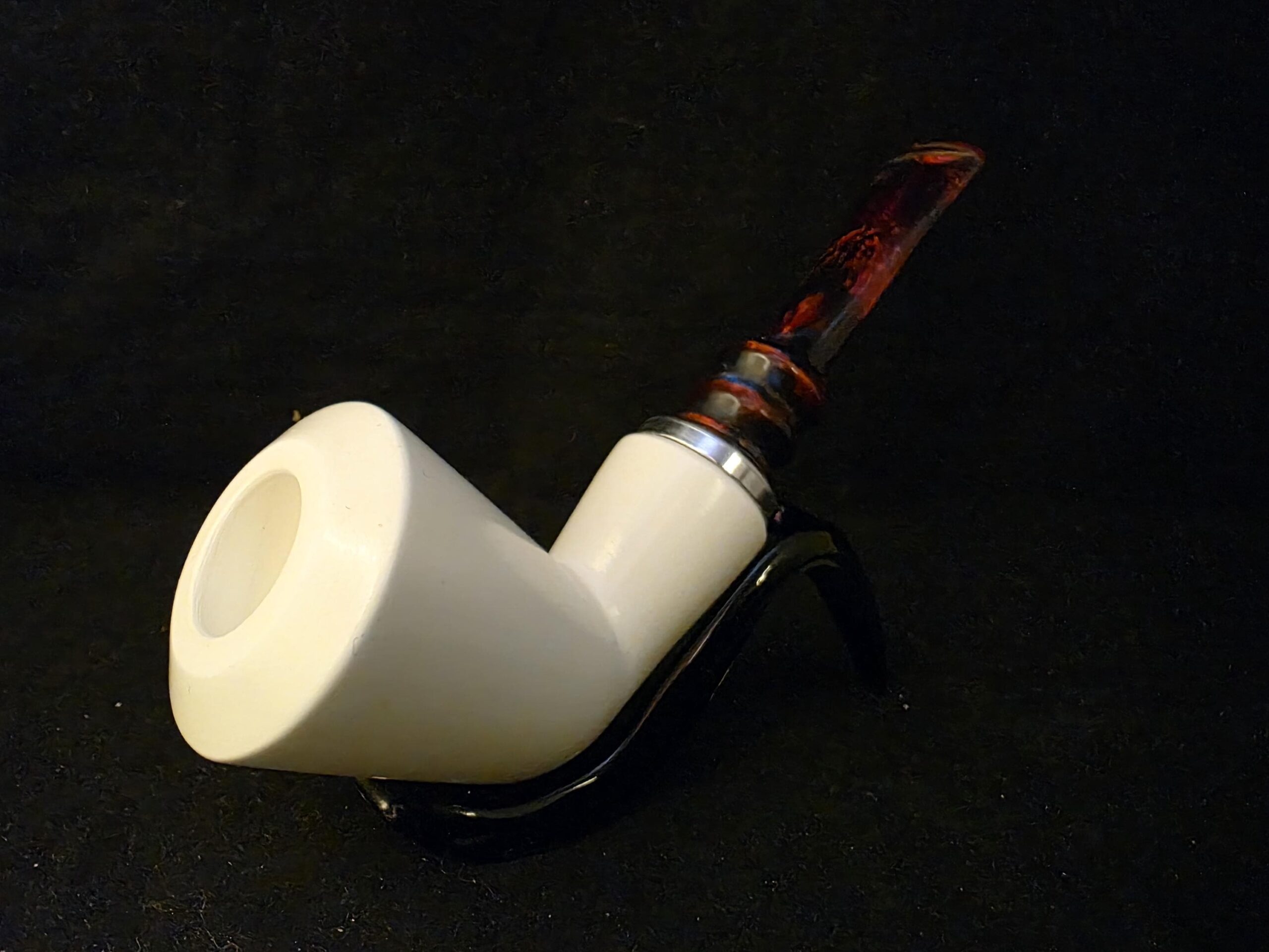 Smooth Billard Meerschaum Pipe,Special Push Pull Stem Design, Fitted Case, Block Meerschaum, Made in Eskisehir