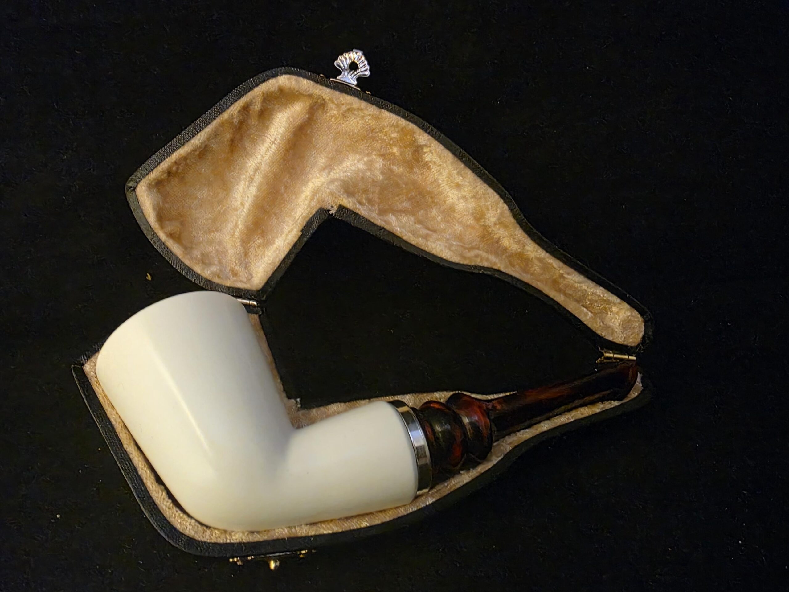 Smooth Billard Meerschaum Pipe,Special Push Pull Stem Design, Fitted Case, Block Meerschaum, Made in Eskisehir - Image 9