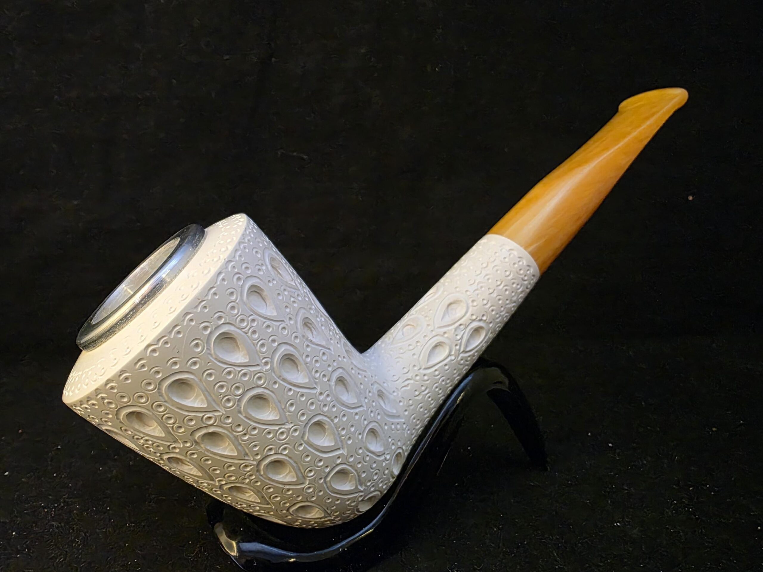Depicted Large Bowl Billard Meerschaum Pipe, Fitted Case, Block Meerschaum, Turkish Meerschaum, Made in Eskisehir, - Image 3