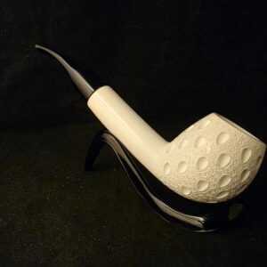 Depicted Apple Meerschaum Pipe, Fitted Case, Block Meerschaum, Seafoam, made in Eskisehir