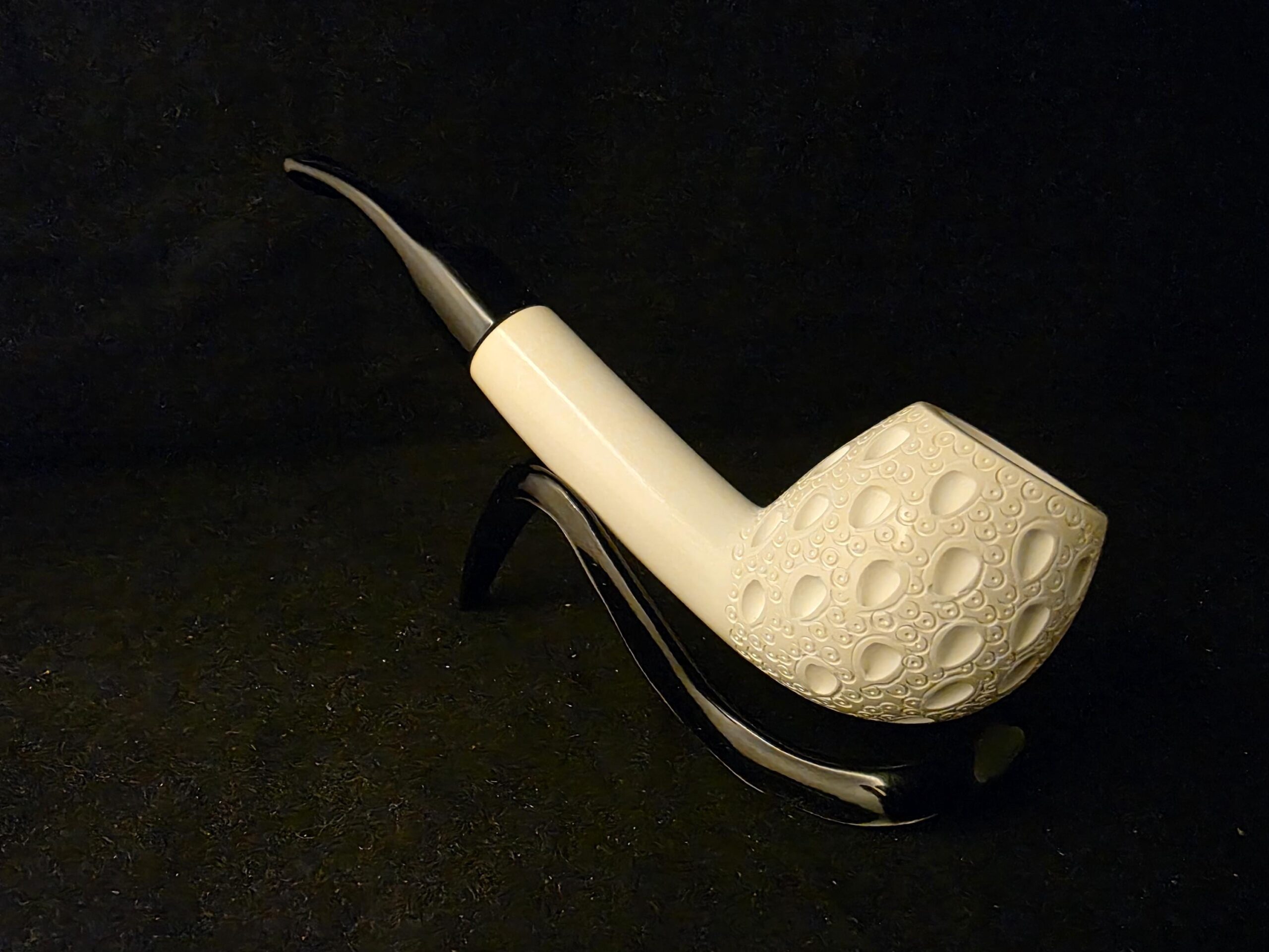 Depicted Apple Meerschaum Pipe, Fitted Case, Block Meerschaum, Seafoam, made in Eskisehir
