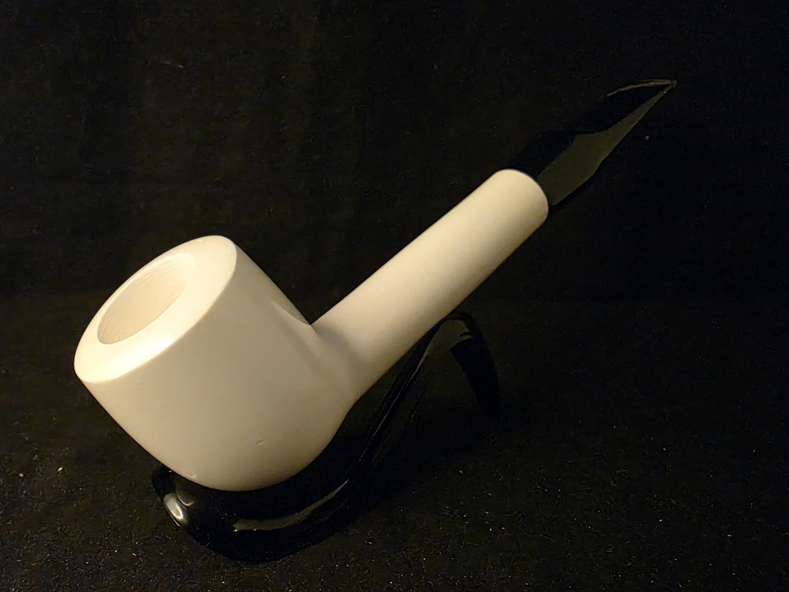 Classic Smooth Billard Meerschaum Pipe, Fitted Case, Block Meerschaum, Seafoam, Turkish Meerschaum - Image 3