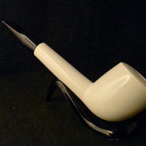Classic Smooth Billard Meerschaum Pipe, Fitted Case, Block Meerschaum, Seafoam, Turkish Meerschaum