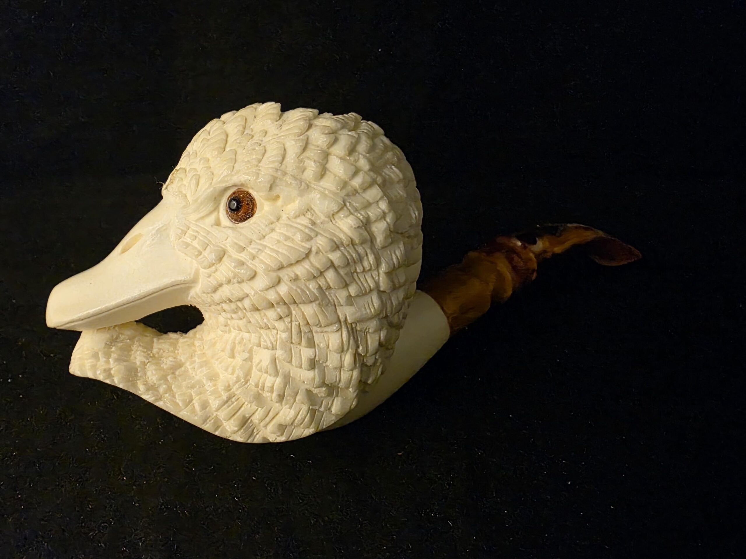 Special Design Duck Figural Pipe, Fitted Case, Block Meerschaum, Seafoam, Turkish Meerschaum, Made in Eskisehir - Image 3