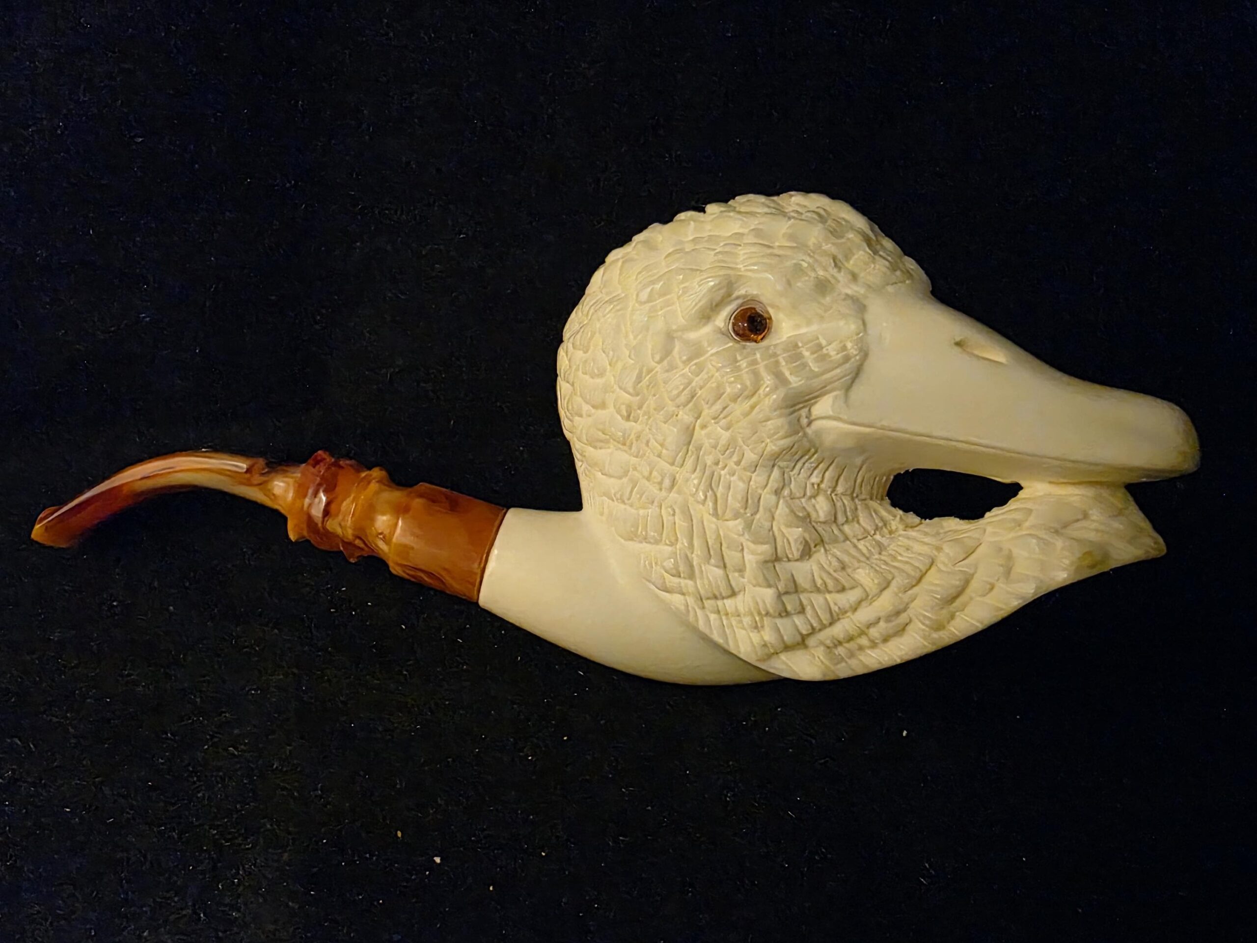 Special Design Duck Figural Pipe, Fitted Case, Block Meerschaum, Seafoam, Turkish Meerschaum, Made in Eskisehir - Image 4