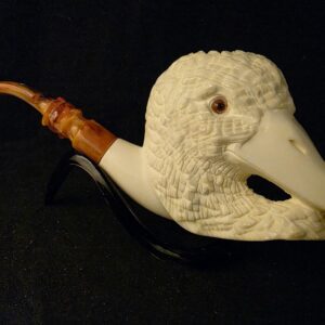 Special Design Duck Figural Pipe, Fitted Case, Block Meerschaum, Seafoam, Turkish Meerschaum, Made in Eskisehir