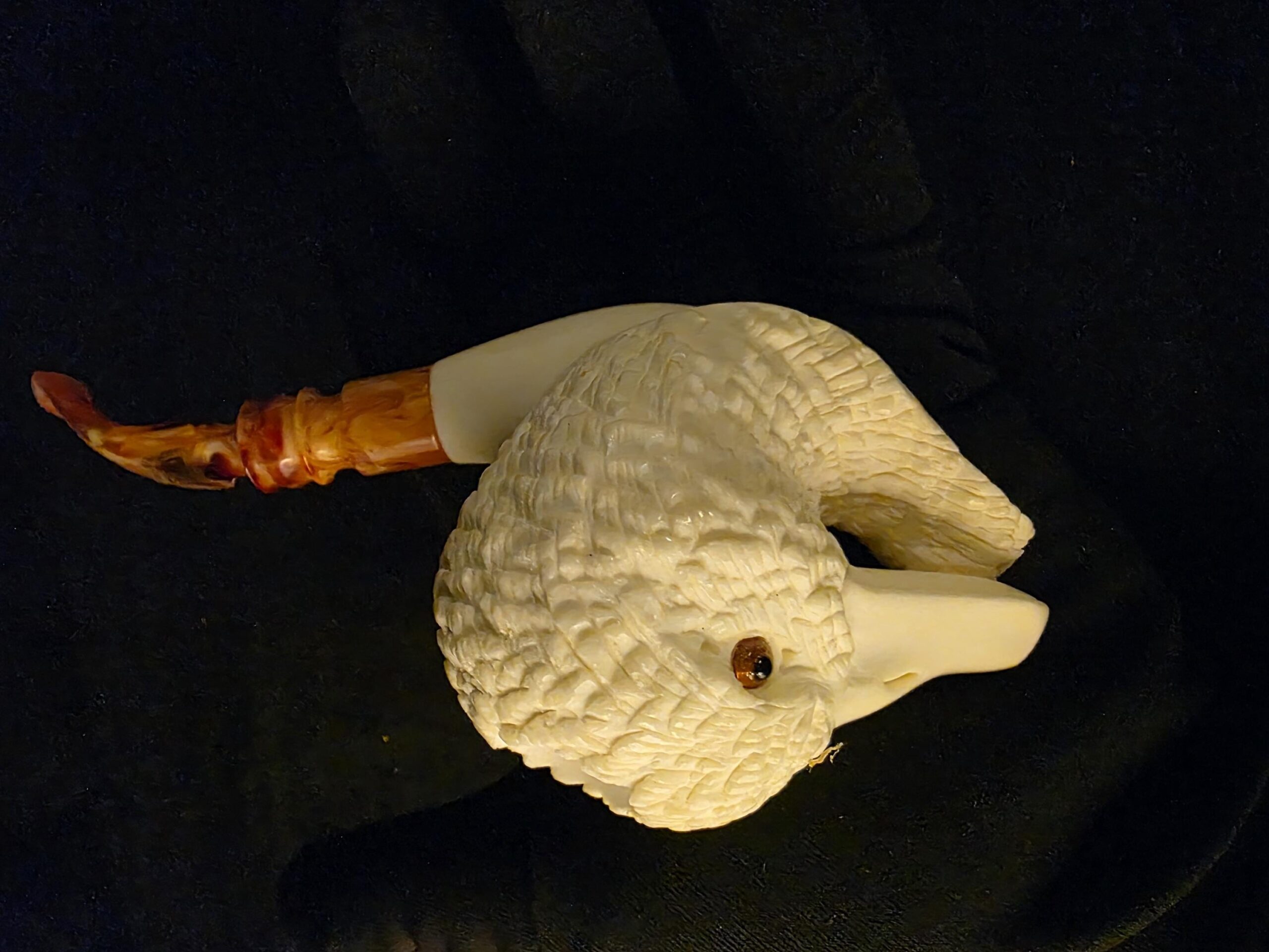 Special Design Duck Figural Pipe, Fitted Case, Block Meerschaum, Seafoam, Turkish Meerschaum, Made in Eskisehir - Image 9