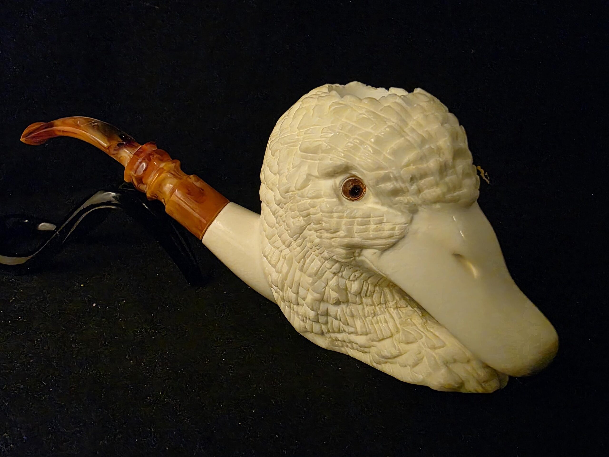 Special Design Duck Figural Pipe, Fitted Case, Block Meerschaum, Seafoam, Turkish Meerschaum, Made in Eskisehir - Image 7