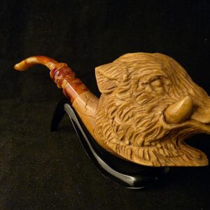 Wild Boar Figural Meerschaum Pipe, Fitted Case,Block Meerschaum,Seafoam,Turkish Meerschaum