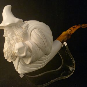 Gandalf The Meorial Figural Meerschaum Pipe, Block Meerschaum, Fitted case, One of a kind Pipe, Seafoam,Turkish Meerschaum