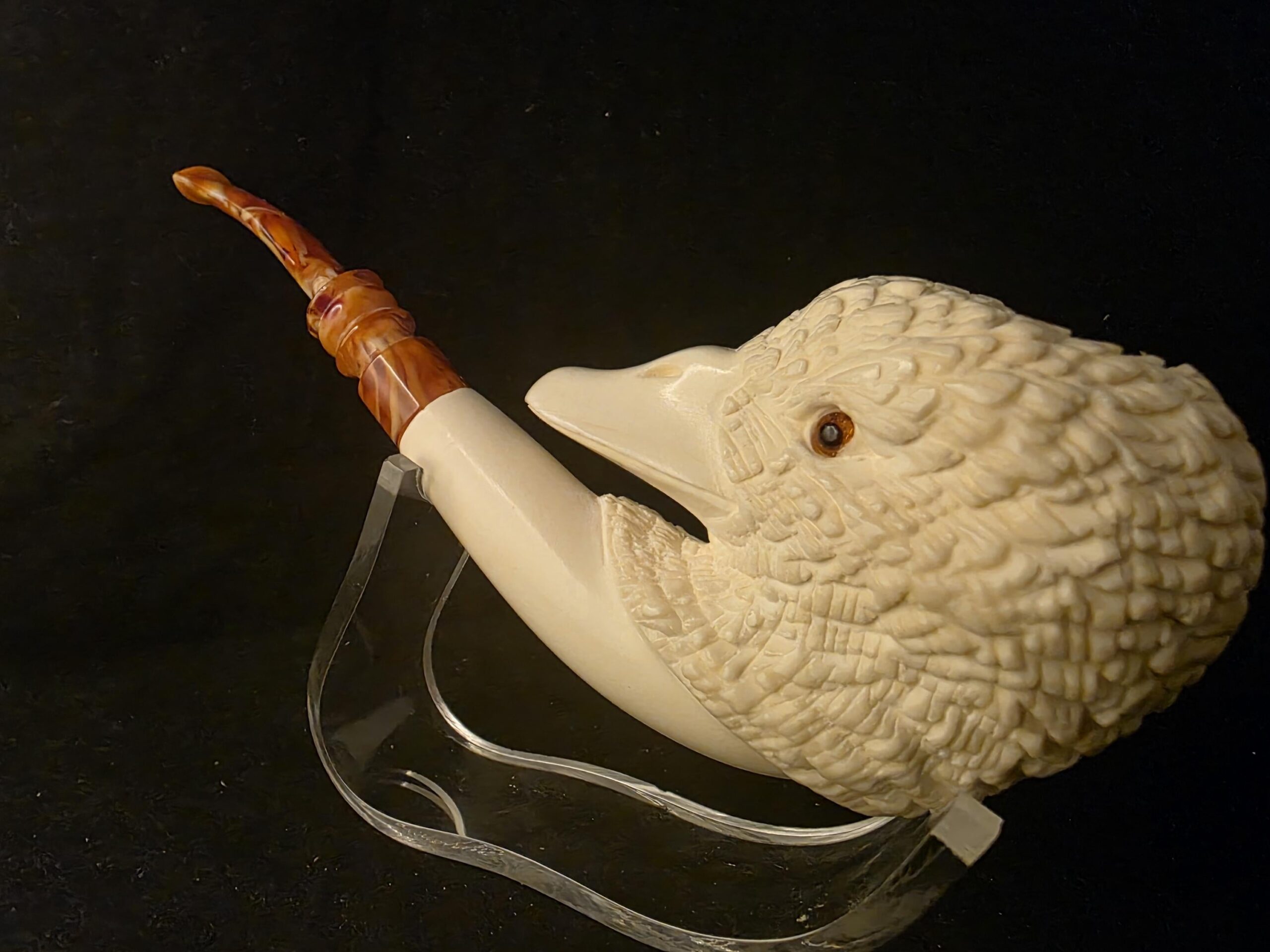 Special Design Duck Figural Pipe, Fitted Case, Block Meerschaum, Seafoam, Turkish Meerschaum, Made in Eskisehir - Image 5